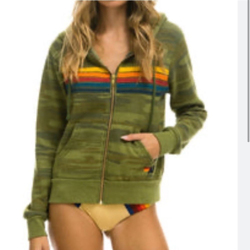 Aviator Nation 5-Stripe Camo Zipped Hoodie